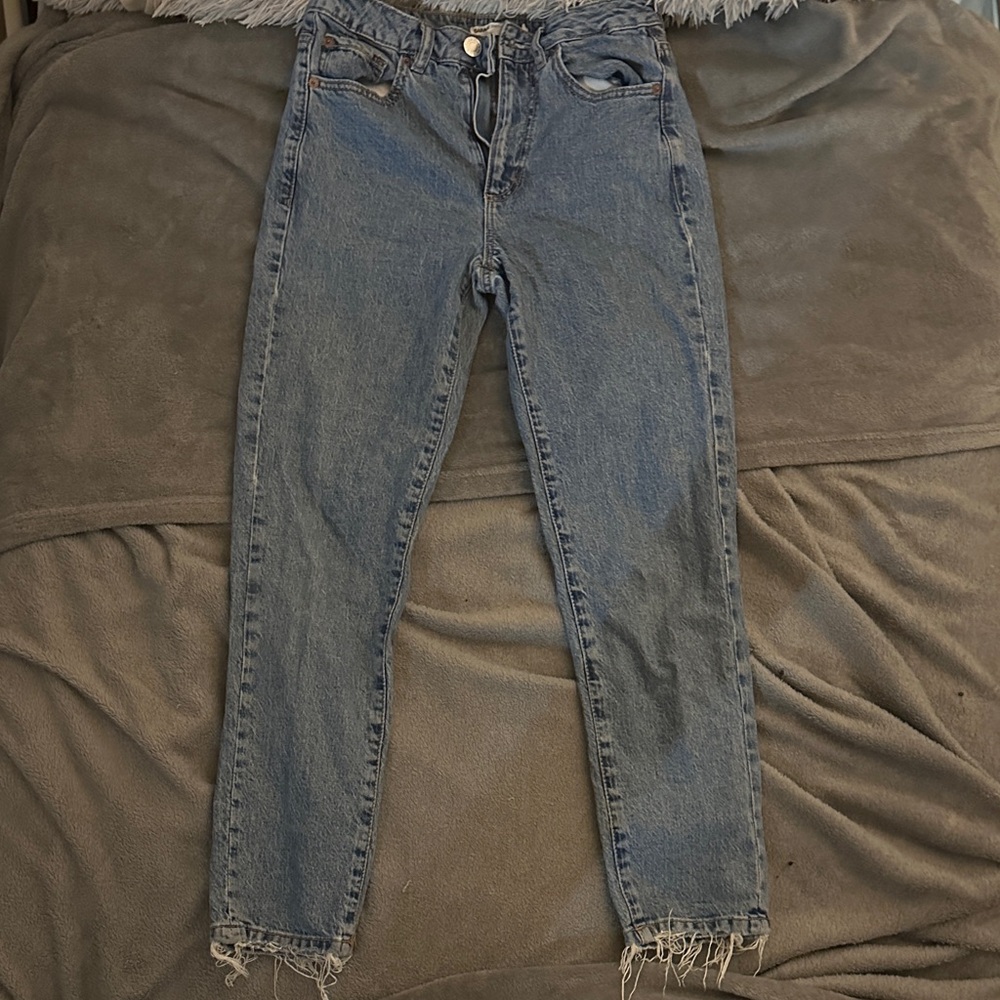 Garage Distressed Blue Ankle Jeans